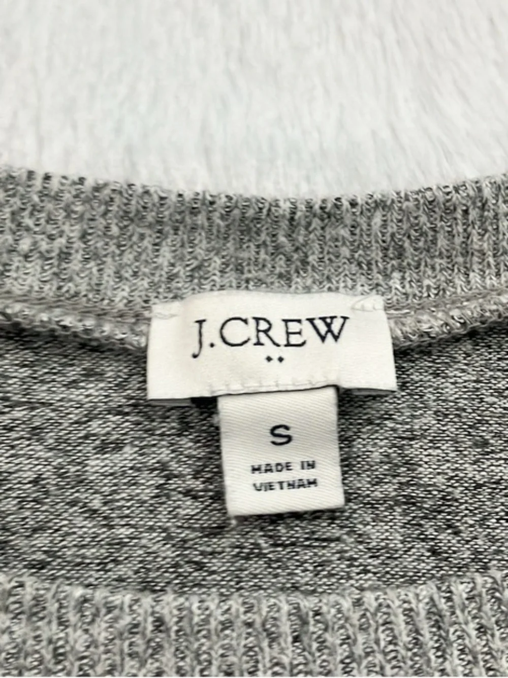 J. Crew Gray and Black Marled Sweater with Shoulder Buttons, Size Small